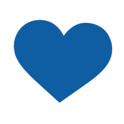 A blue heart is shown on the black background.