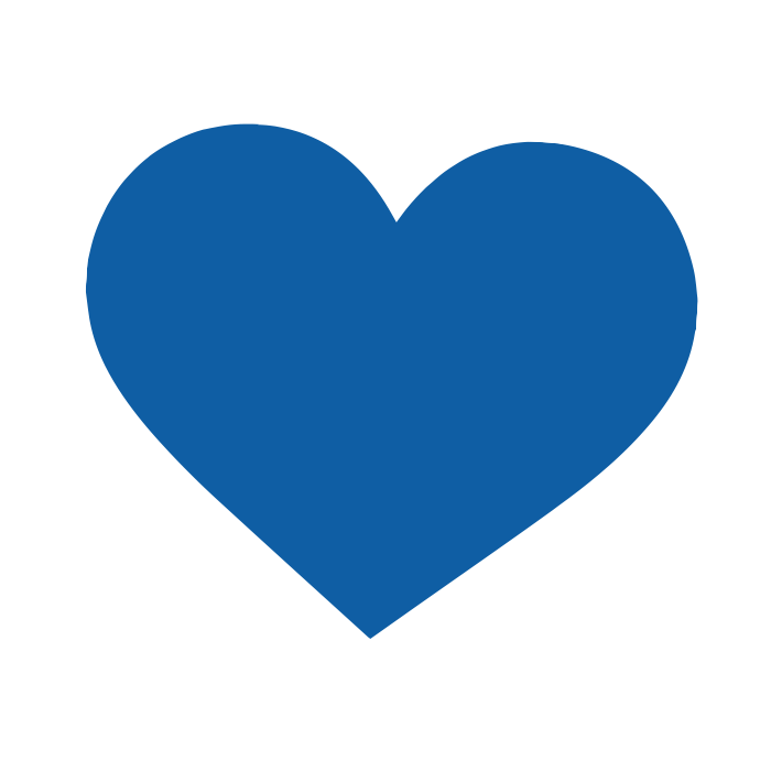 A blue heart is shown on the black background.